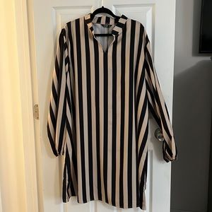 Black & Taupe Striped Plus Size Dress